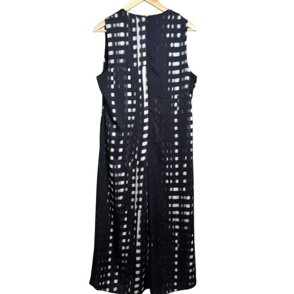 Banana Republic Size 16 Black White Abstract Print Ruffle Front Cascade Dress - Picture 5 of 8
